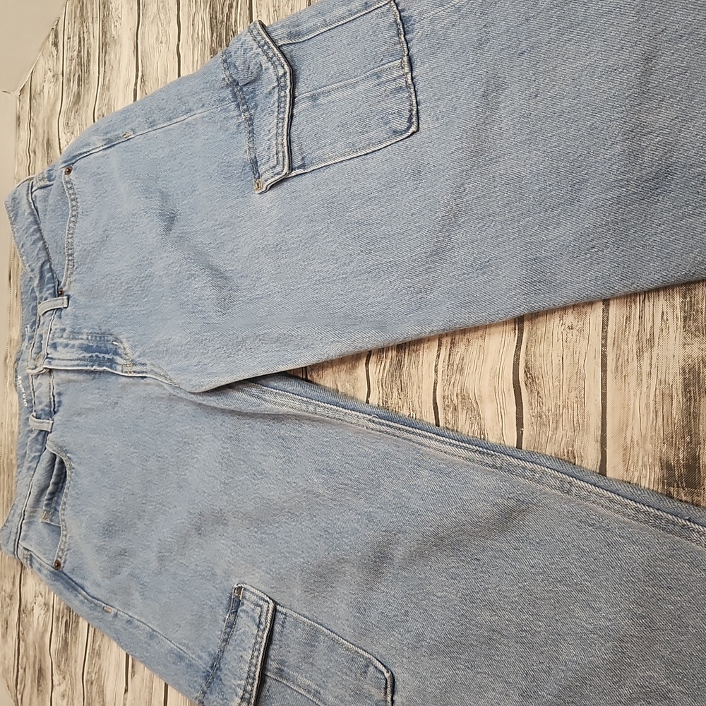Old Navy Sky-Hi Wide Leg Cargo JEANS 4‎ Extra High Rise Utility Grunge Women's